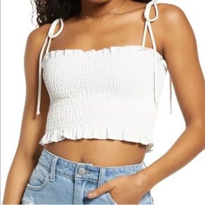 BP Smocked White Tie Strap Camisole Top - Size M
